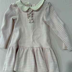 Janie and Jack Pink Houndstooth Dress with Cream Collar classy stylish